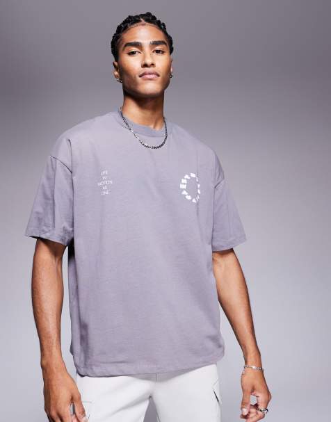 ASOS DESIGN oversized t-shirt with sports graphic in charcoal - view 1