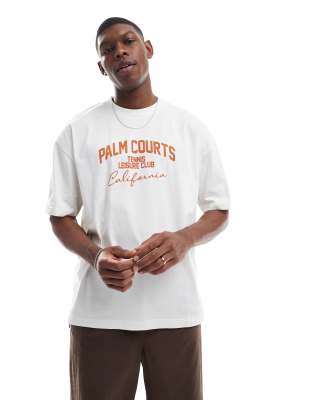 Asos Design Oversized T-shirt With Sports Graphic In White