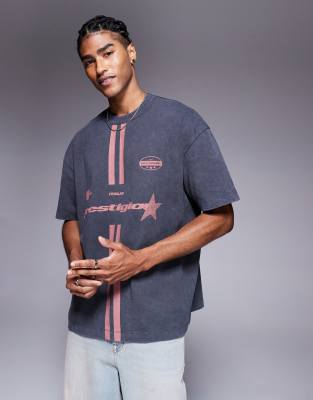 Asos Design Oversized T-shirt With Sports Graphic