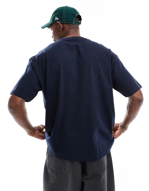 ASOS DESIGN oversized T-shirt with sports graphic in navy, 4 of 4