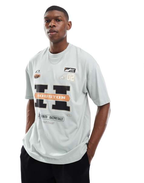 ASOS DESIGN oversized T-shirt with sports graphic in stone blue - view 1