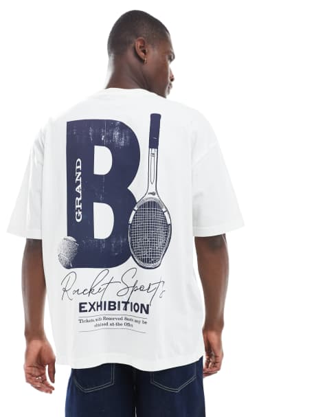 ASOS DESIGN oversized t-shirt with sports graphic in white - view 1