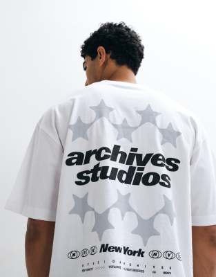 Asos Design Oversized T-shirt With Sports Graphic In White