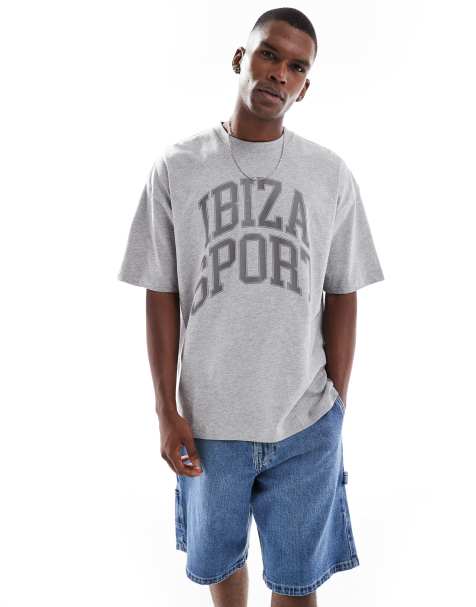 ASOS DESIGN oversized t-shirt with sports graphics in grey marl - view 1