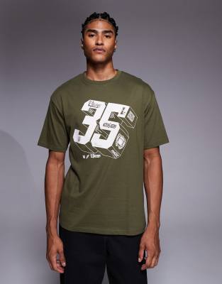 Asos Design Oversized T-shirt With Sporty Graphics In Green