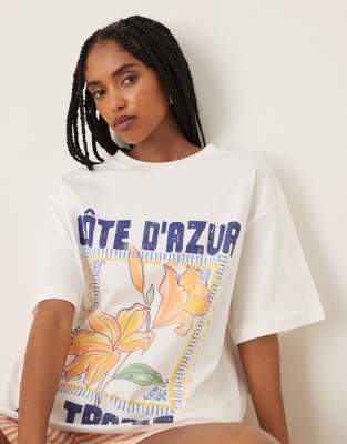 Asos Design Oversized T-shirt With St Tropez Graphic In White