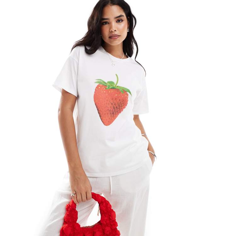 ASOS DESIGN oversized t shirt with strawberry graphic in