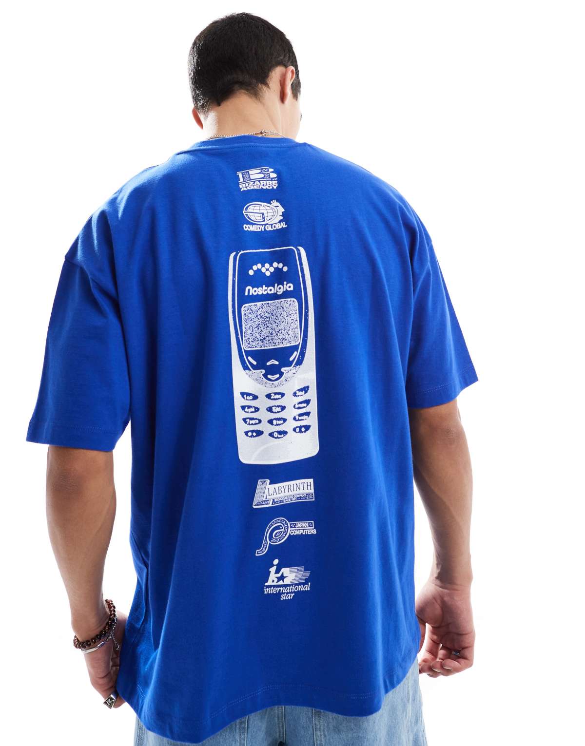 ASOS DESIGN oversized t-shirt with street graphic in blue