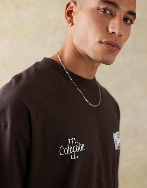 ASOS DESIGN oversized T-shirt with street graphic in brown, 3 of 5