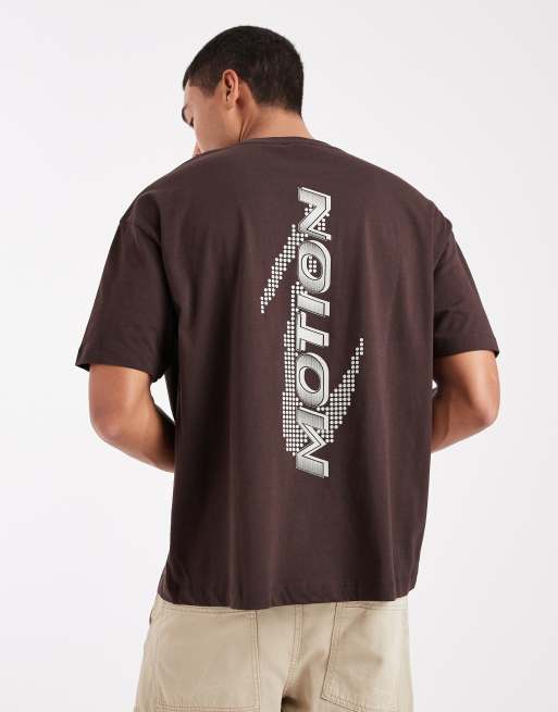 ASOS DESIGN oversized T-shirt with street graphic in brown, 3 of 5