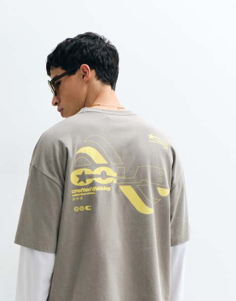 ASOS DESIGN oversized t-shirt with street graphic in gray wash - view 1