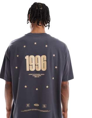 Asos Design Oversized T-shirt With Street Graphic In Gray