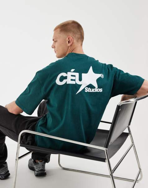 ASOS DESIGN oversized t-shirt with street graphic in washed green