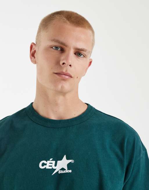 ASOS DESIGN oversized t-shirt with street graphic in washed green, 2 of 5