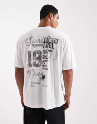 Asos Design Oversized T-shirt With Street Graphic In White