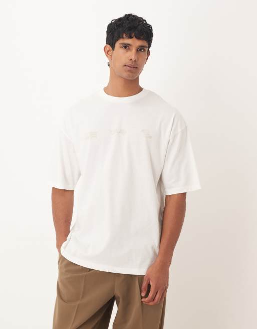 ASOS DESIGN oversized t-shirt with street graphics in white