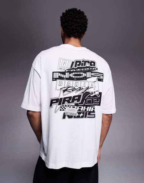 ASOS DESIGN oversized t-shirt with street text graphic in white
