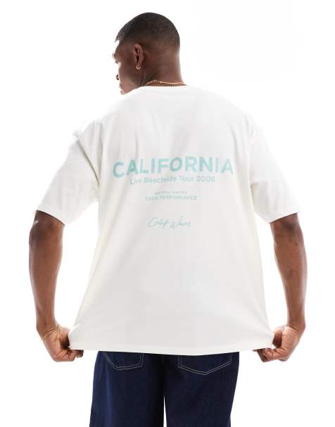 ASOS DESIGN oversized t-shirt with summer back and front print in off white - view 1