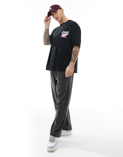 ASOS DESIGN oversized t-shirt with summer graphic in black