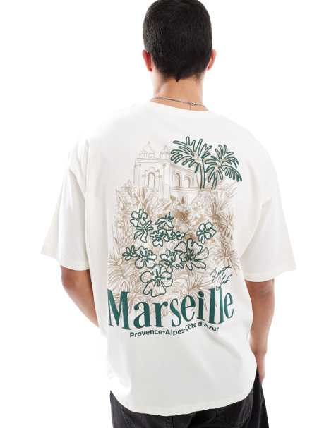 ASOS DESIGN oversized t-shirt with summer graphic in off white - view 1