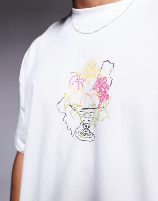ASOS DESIGN - Oversized T-shirt met zomerse print in wit