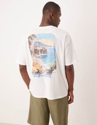 ASOS DESIGN oversized t-shirt with summer graphic in white - view 1