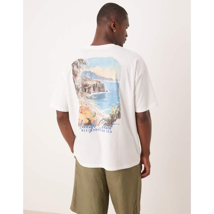 ASOS DESIGN oversized t-shirt with summer graphic in white