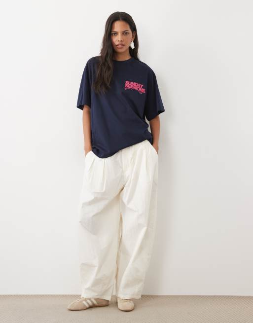 ASOS DESIGN Oversized T-shirt with sunday sessions graphic in pink and blue, 2 of 4