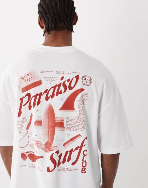 ASOS DESIGN oversized T-shirt with surfing graphic in white - view 1