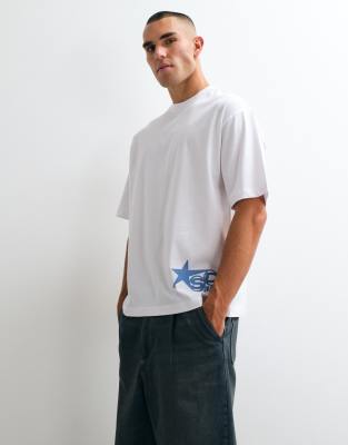 Asos Design Oversized T-shirt With Surfing Graphic In White