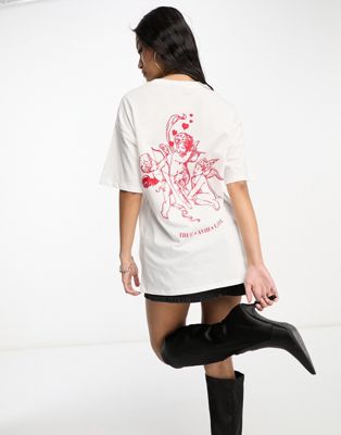 ASOS DESIGN oversized t-shirt with sweet nothings cherubs graphic in white | ASOS
