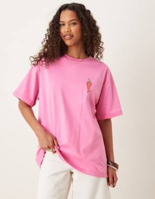 Asos Design Oversized T-shirt With Taco Graphic In Pink