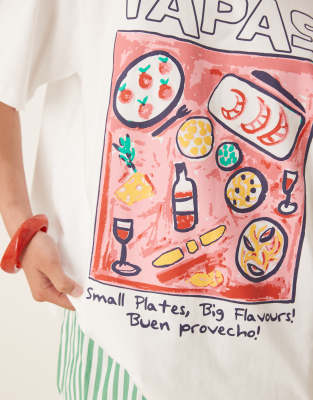 Asos Design Oversized T-shirt With Tapas Graphic