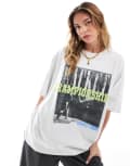 [ASOS DESIGN] ASOS DESIGN oversized t-shirt with tennis championships graphic in ice marl-White XS Ice Marl