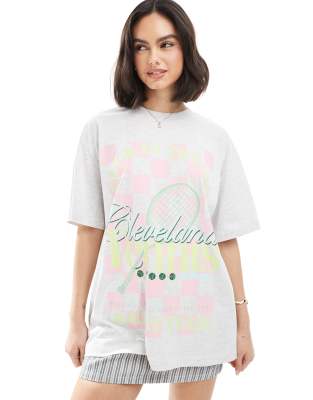 Asos Design Oversized T-shirt With Tennis Club Graphic In White
