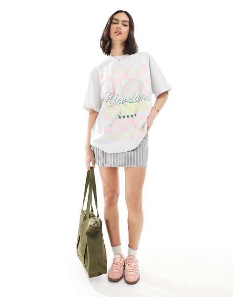 ASOS DESIGN oversized t-shirt with tennis club graphic in ice marl - view 1