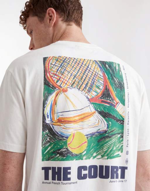 ASOS DESIGN oversized t-shirt with tennis graphic in white, 3 of 5