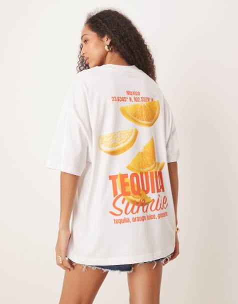 ASOS DESIGN oversized t-shirt with tequila cocktail graphic in white - view 1