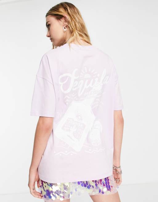 ASOS DESIGN oversized t-shirt with tequila poster graphic print in ecru