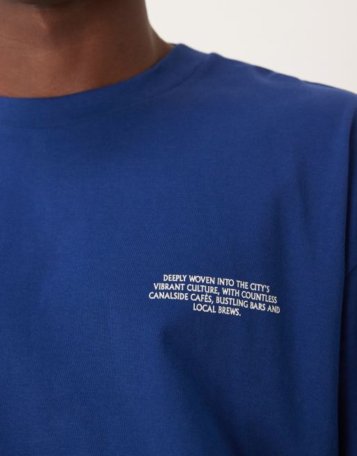 ASOS DESIGN oversized t-shirt with text and crest graphic in blue, 5 of 5
