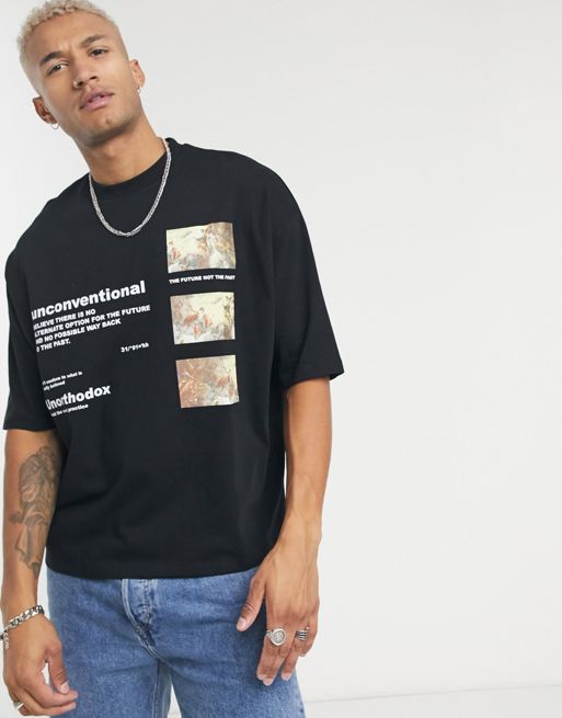 ASOS Design Oversized T-Shirt in Black with Back Text Print