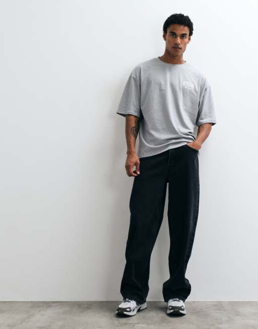 ASOS DESIGN oversized t-shirt with text embroidery in grey marl, 3 of 5