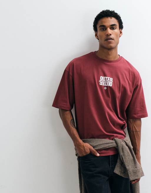 ASOS DESIGN oversized t-shirt with text embroidery in red, 2 of 5