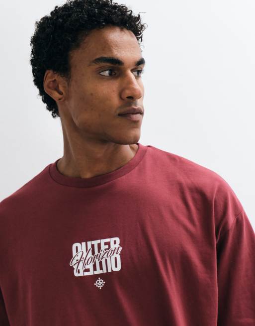 ASOS DESIGN oversized t-shirt with text embroidery in red, 3 of 5