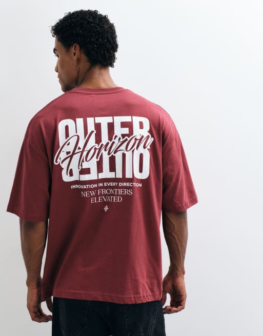 ASOS DESIGN oversized t-shirt with text embroidery in red, 4 of 5