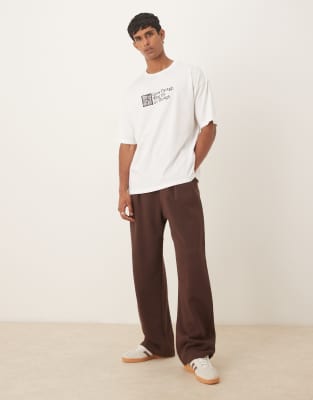 Asos Design Oversized T-shirt With Text Embroidery In White