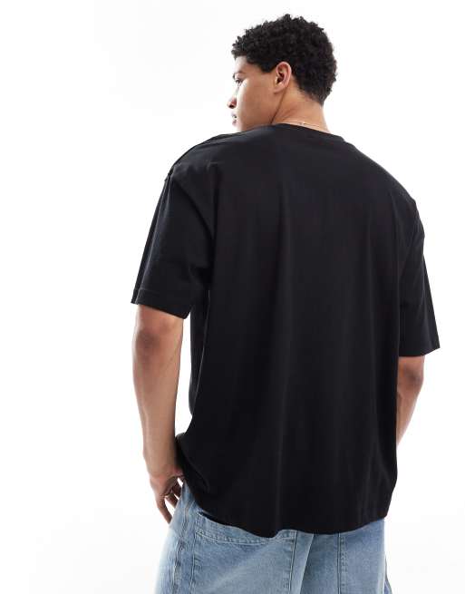 ASOS DESIGN oversized t-shirt with text graphic in black, 4 of 4