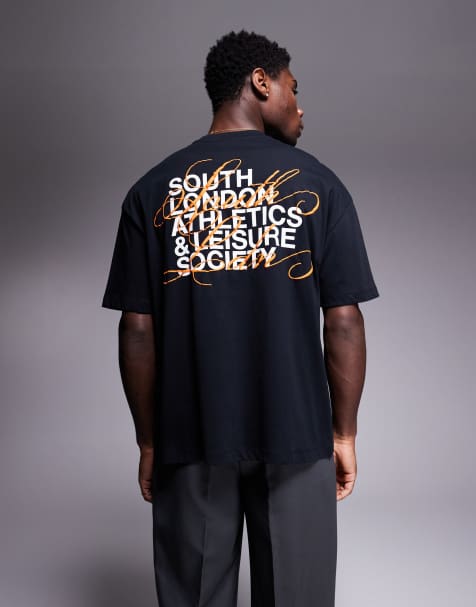 ASOS DESIGN oversized t-shirt with text graphic in black - view 1
