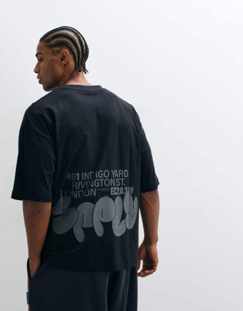 ASOS DESIGN oversized t-shirt with text graphic in black - view 1