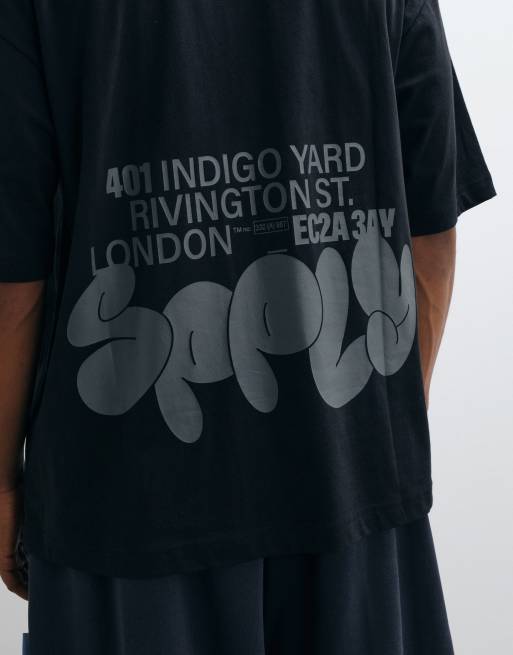 ASOS DESIGN oversized t-shirt with text graphic in black, 5 of 5